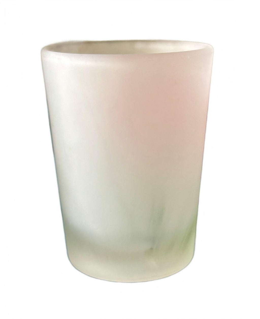 Vintage Frosted Glass Votive Candle Holder Hand Painted Pink Flower Floral