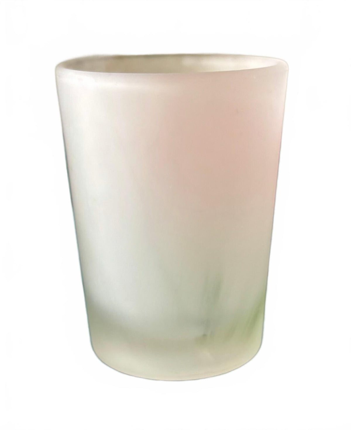 Vintage Frosted Glass Votive Candle Holder Hand Painted Pink Flower Floral