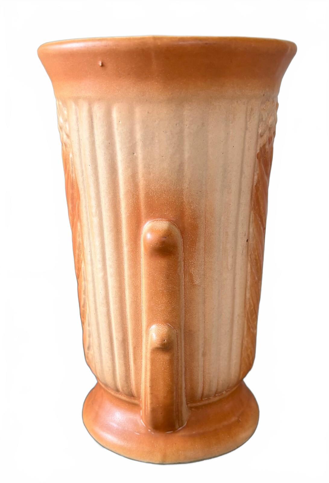 Robinson Ransbottom RRP 716 Vintage Pottery Vase Peach Floral USA 8"