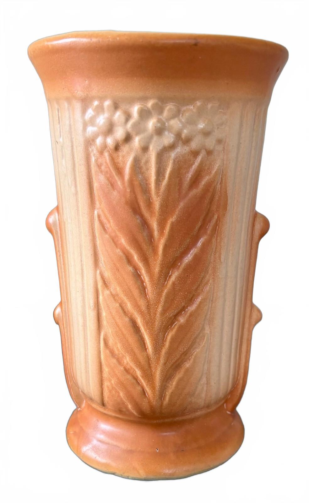Robinson Ransbottom RRP 716 Vintage Pottery Vase Peach Floral USA 8"