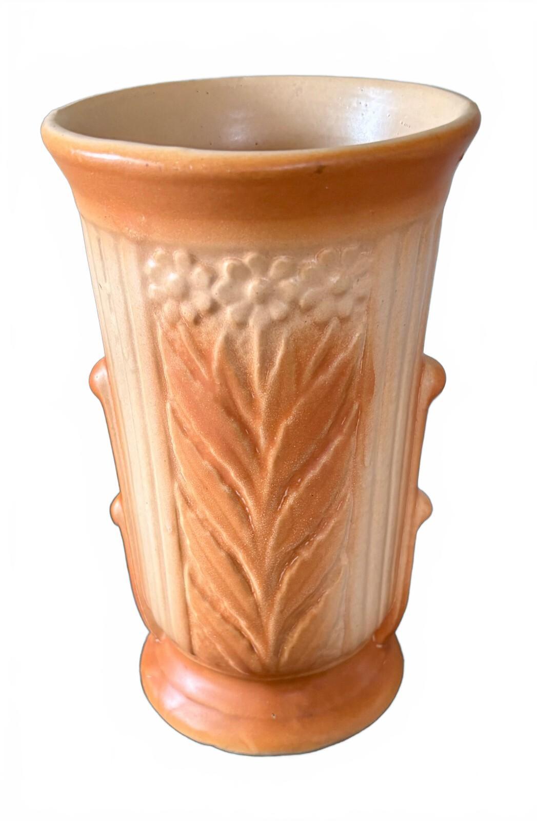Robinson Ransbottom RRP 716 Vintage Pottery Vase Peach Floral USA 8"