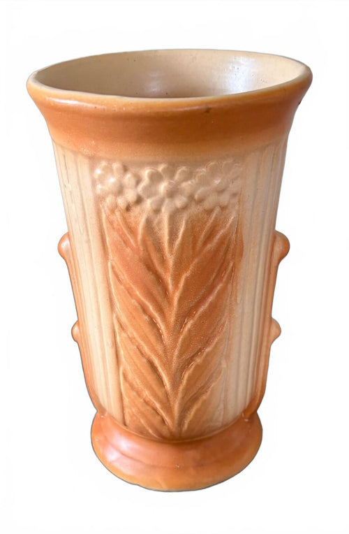 Robinson Ransbottom RRP 716 Vintage Pottery Vase Peach Floral USA 8"