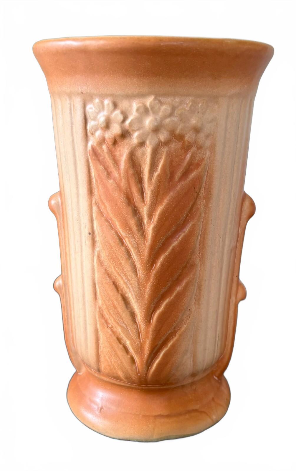 Robinson Ransbottom RRP 716 Vintage Pottery Vase Peach Floral USA 8"