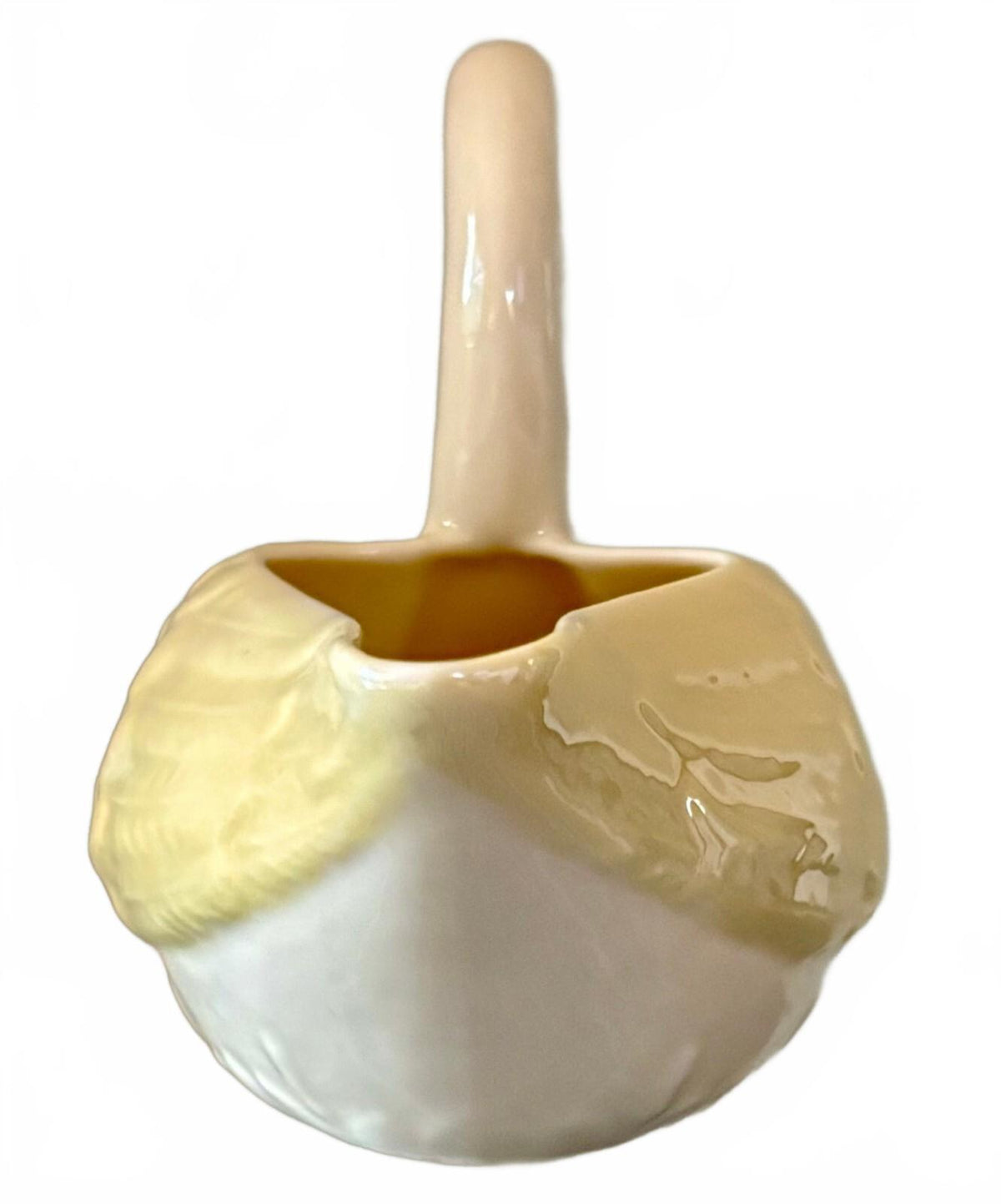 Vintage Belleek Ireland Swan Planter Creamer 7th Mark Yellow Lustre Porcelain