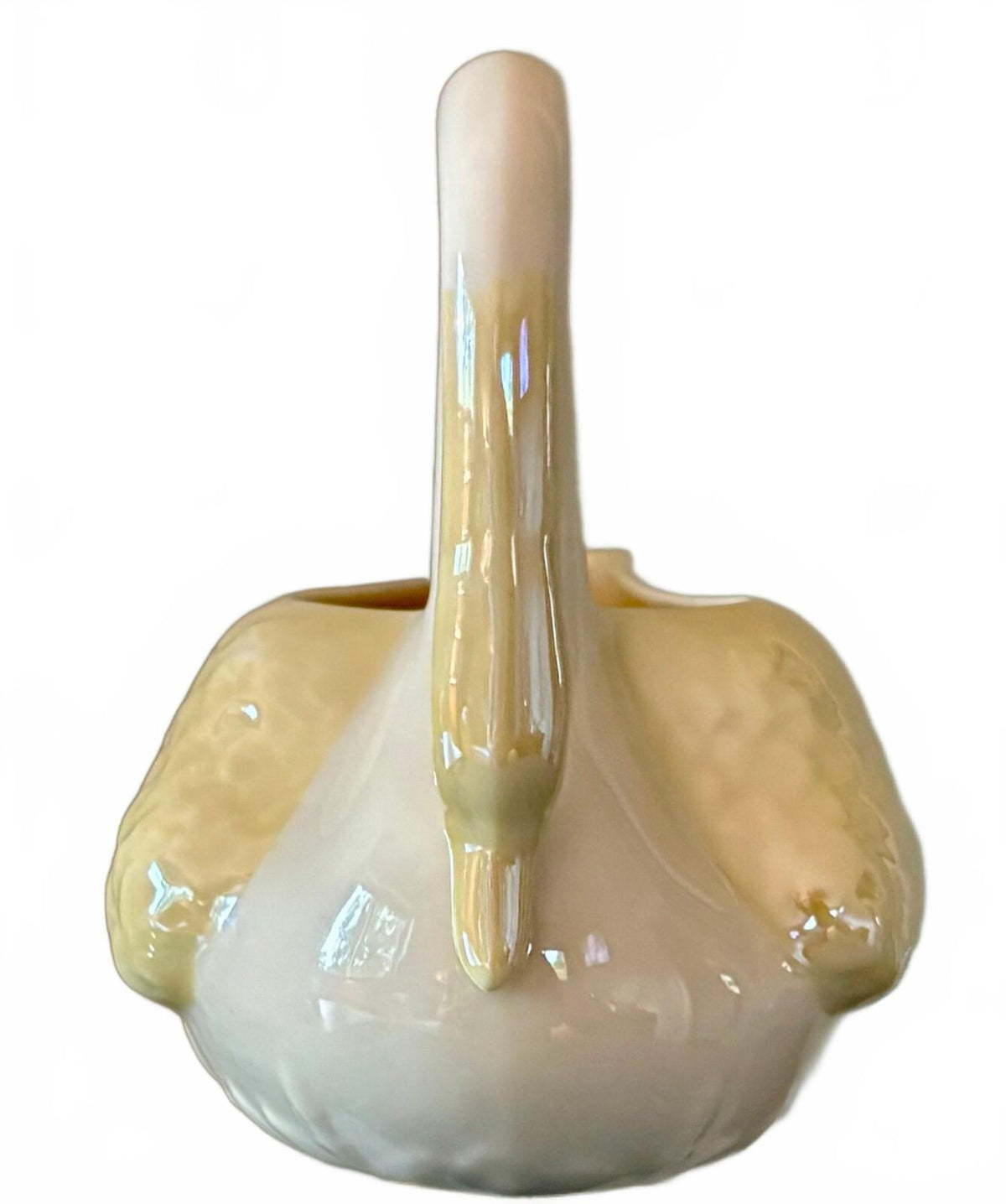 Vintage Belleek Ireland Swan Planter Creamer 7th Mark Yellow Lustre Porcelain