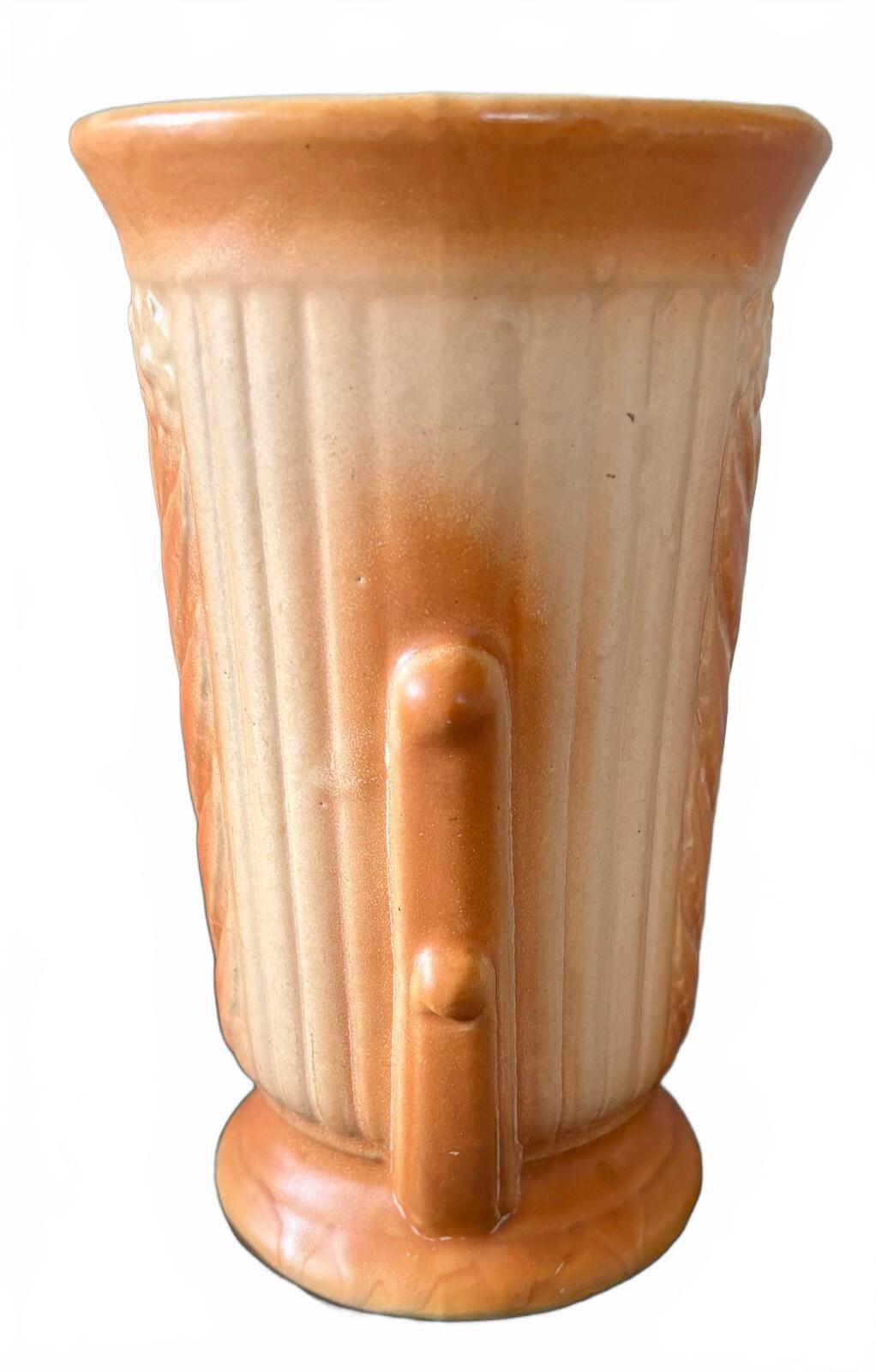 Robinson Ransbottom RRP 716 Vintage Pottery Vase Peach Floral USA 8"