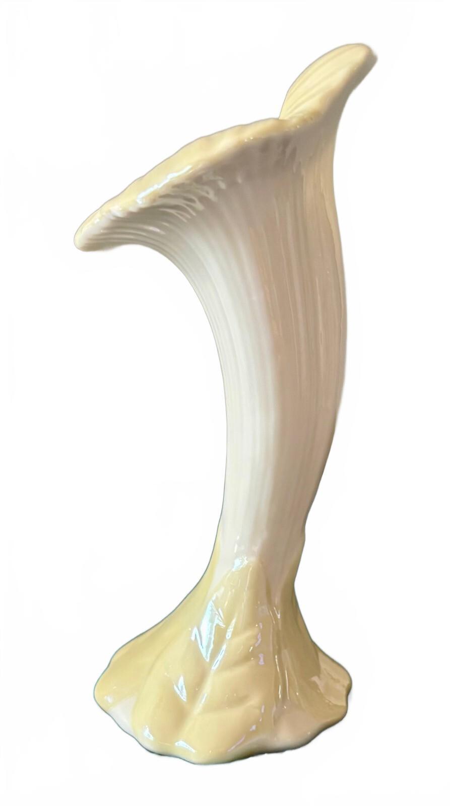 Vintage Belleek Ireland Flower Bud Vase Yellow Lustre 7th Mark 1980-1993