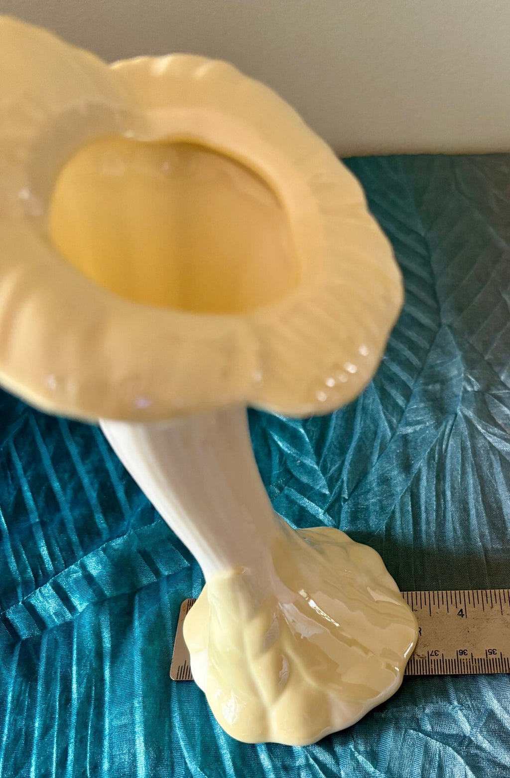 Vintage Belleek Ireland Flower Bud Vase Yellow Lustre 7th Mark 1980-1993
