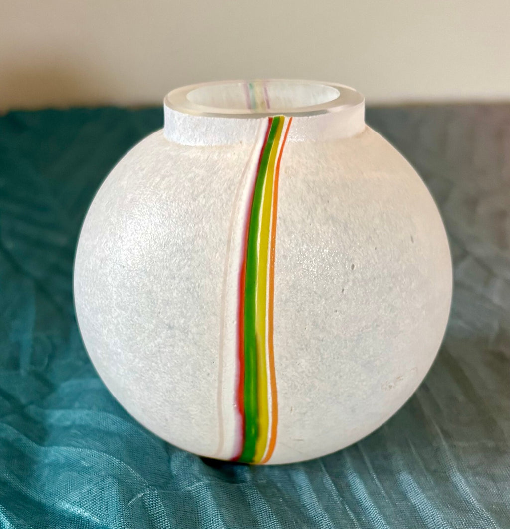 Vintage Kosta Boda Bertil Vallien Rainbow Mini Art Glass Vase Sweden MCM