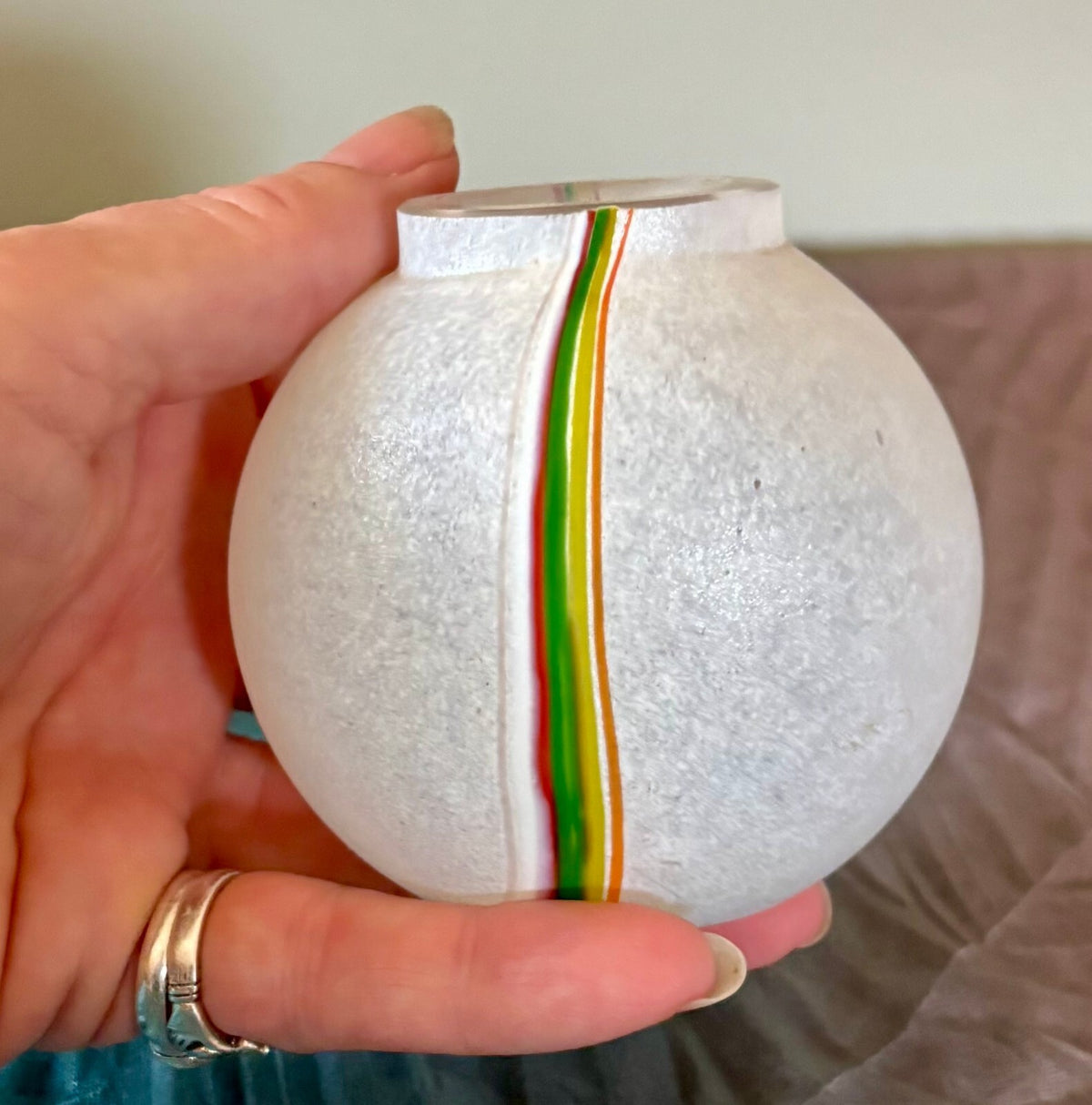 Vintage Kosta Boda Bertil Vallien Rainbow Mini Art Glass Vase Sweden MCM