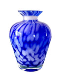 Vintage Cobalt Blue Art Glass Bud Vase White Spatter Hand Blown Mini Vase