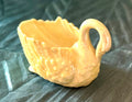 Antique Belleek Ireland Small Swan Dish Black Mark Yellow Lustre Porcelain