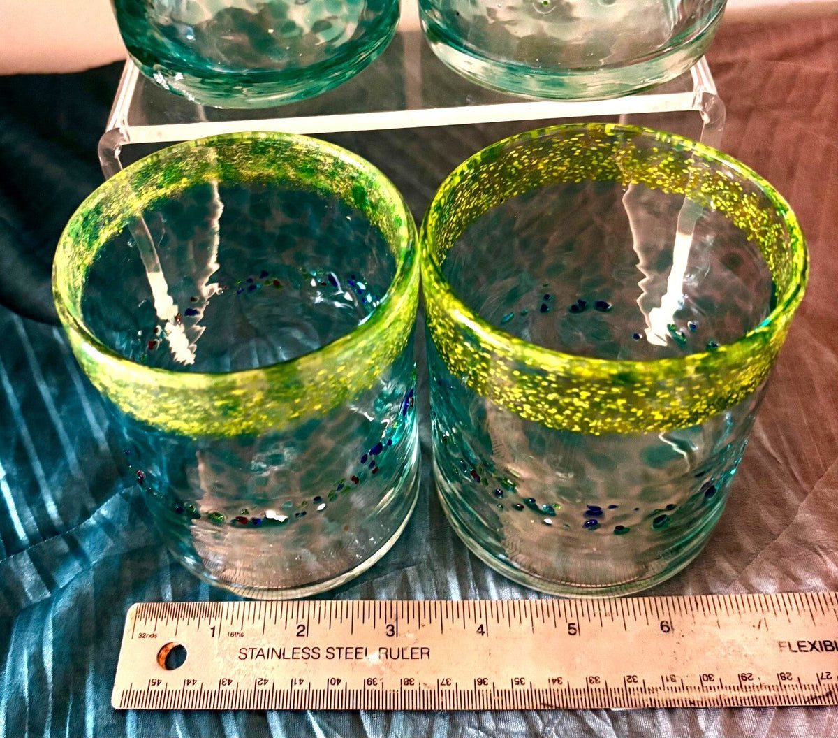 Jaakko Liikanen JL Finland Set 4 Art Glass Tumblers Hand Blown Finnish Glass