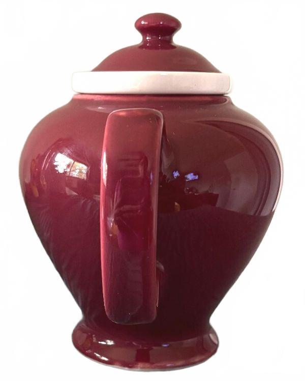 Vintage McCormick Tea Burgundy Ceramic Teapot w Infuser Made in USA