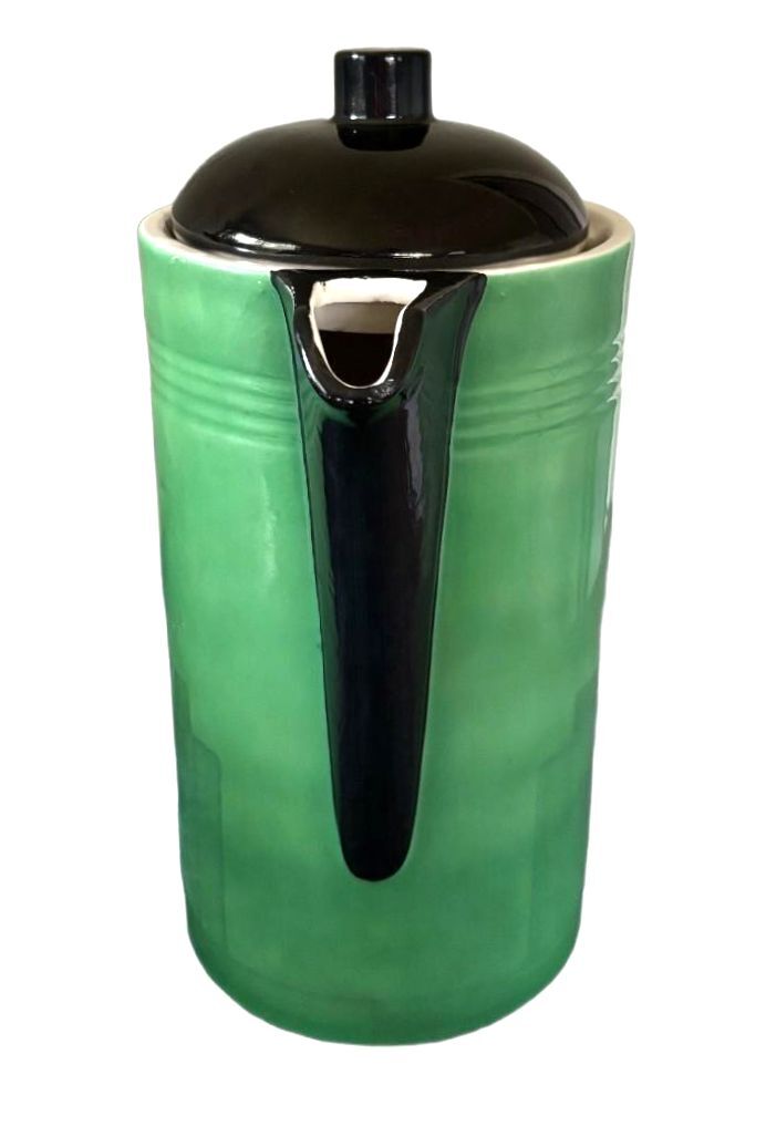 Vintage Art Deco Czech Jade Green Coffee Pot Czechoslovakia Ceramic