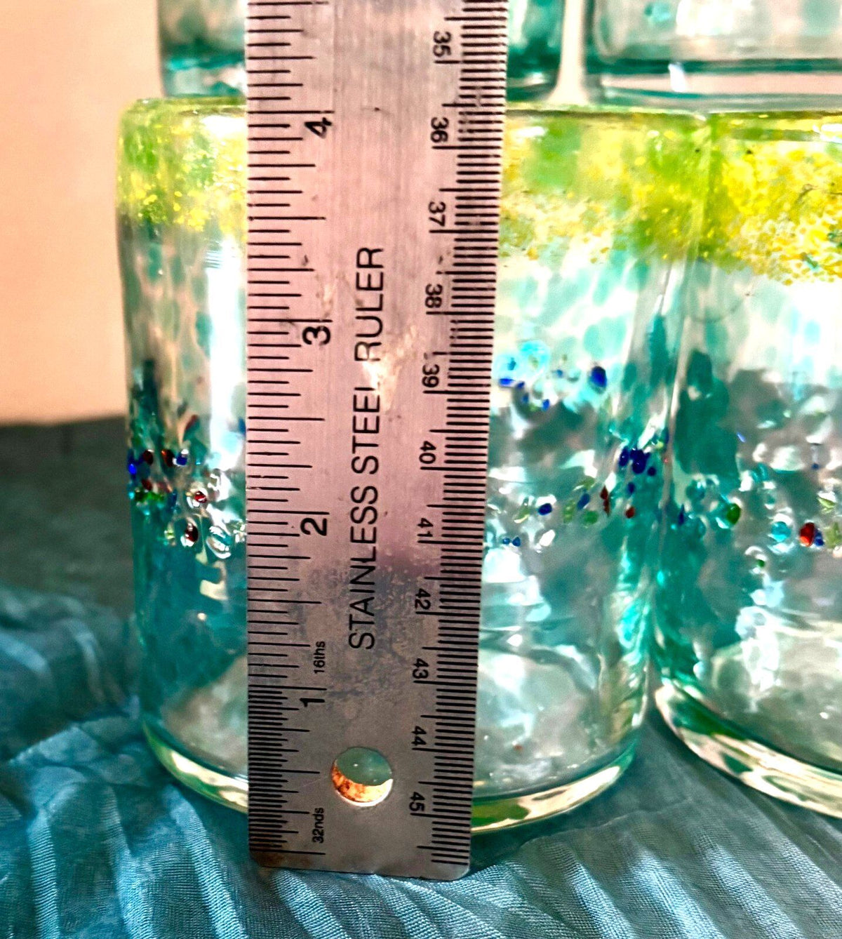 Jaakko Liikanen JL Finland Set 4 Art Glass Tumblers Hand Blown Finnish Glass