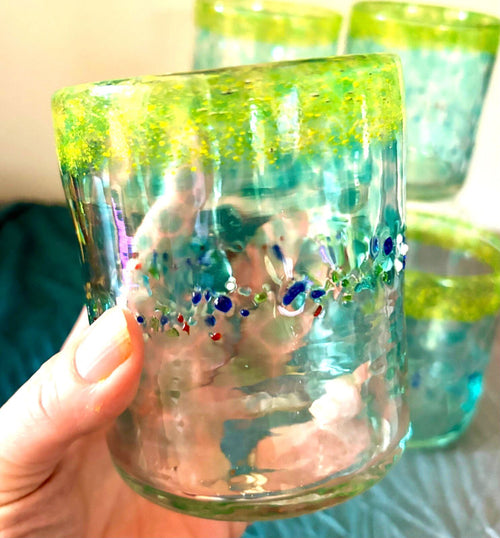 Jaakko Liikanen JL Finland Set 4 Art Glass Tumblers Hand Blown Finnish Glass