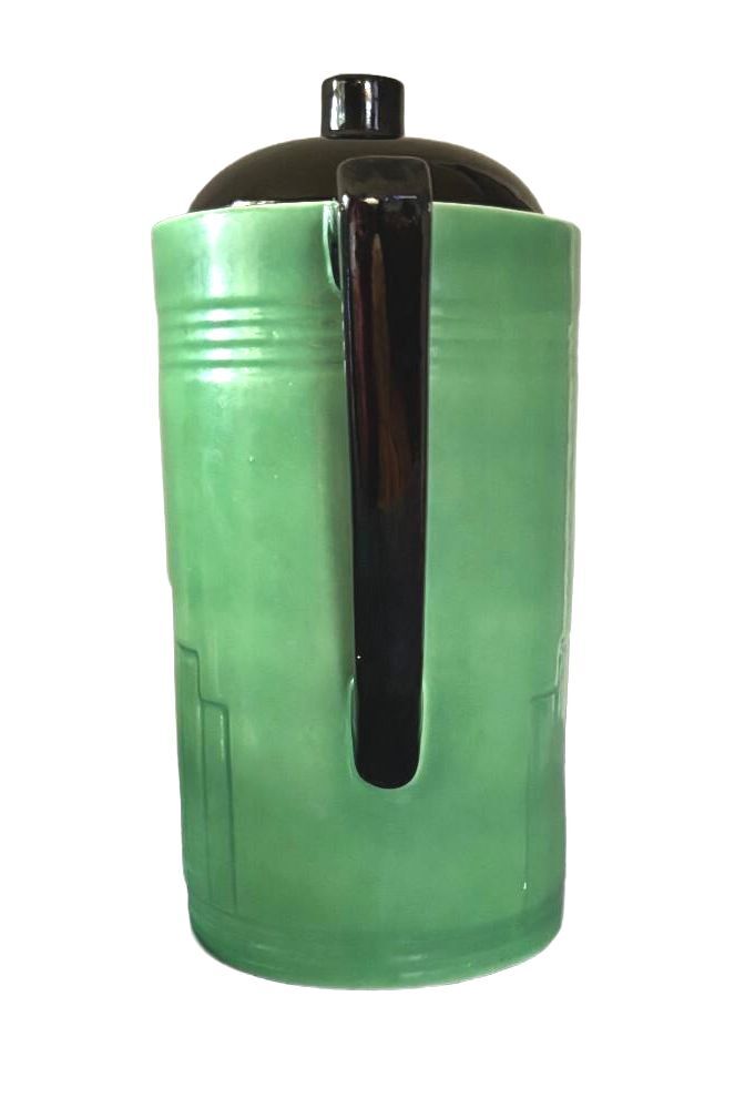 Vintage Art Deco Czech Jade Green Coffee Pot Czechoslovakia Ceramic